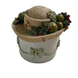 Vintage Willow Hall Fruit Hand Painted Trinket Hat Box Jane Asher 1995 Decor